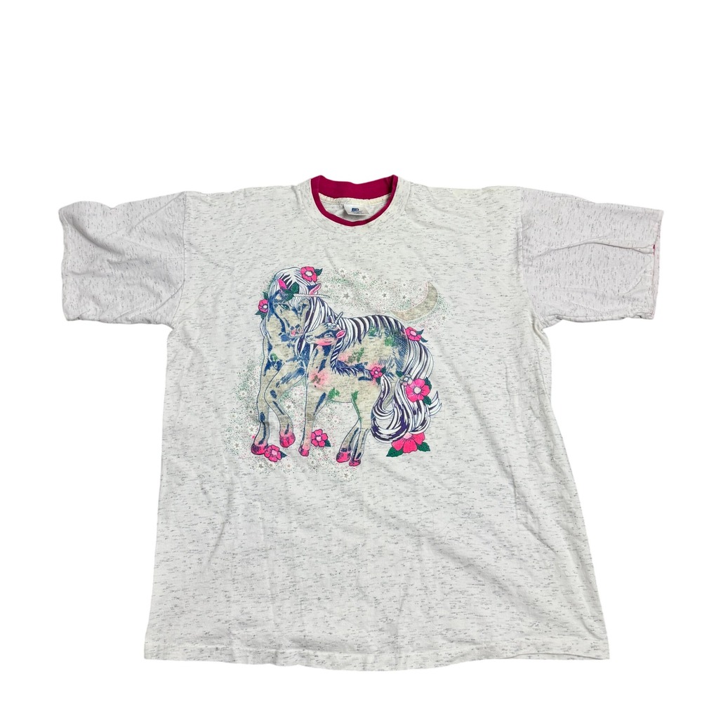 Vintage‎ Belton XL Unicorn Horse Fantasy Glitter T Shirt Made USA Single Stitch